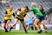 5 September 2021; Aisling Murphy of Wexford in action against Lorraine Duncan of Westmeath during the TG4 All-Ireland Ladies Intermediate Football Championship Final match between Westmeath and Wexford at Croke Park in Dublin. Photo by Stephen McCarthy/Sportsfile