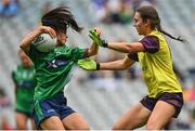 5 September 2021; Ciara Blundell of Westmeath in action against Ciara Banville of Wexford during the TG4 All-Ireland Ladies Intermediate Football Championship Final match between Westmeath and Wexford at Croke Park in Dublin. Photo by Eóin Noonan/Sportsfile