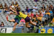 5 September 2021; Anna Jones of Westmeath in action against Catriona Murray of Wexford during the TG4 All-Ireland Ladies Intermediate Football Championship Final match between Westmeath and Wexford at Croke Park in Dublin. Photo by Eóin Noonan/Sportsfile
