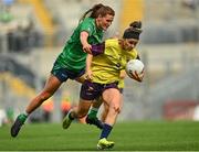 5 September 2021; Catriona Murray of Wexford in action against Fiona Coyle of Westmeath during the TG4 All-Ireland Ladies Intermediate Football Championship Final match between Westmeath and Wexford at Croke Park in Dublin. Photo by Eóin Noonan/Sportsfile