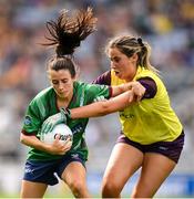 5 September 2021; Ciara Blundell of Westmeath in action against Aisling Halligan of Wexford during the TG4 All-Ireland Ladies Intermediate Football Championship Final match between Westmeath and Wexford at Croke Park in Dublin. Photo by Stephen McCarthy/Sportsfile