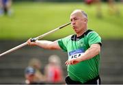5 September 2021; Tom Galvin of West Limerick AC competing in the M55 javelin during the Irish Life Health National Masters Track and Field Championships at Morton Stadium in Santry, Dublin. Photo by Seb Daly/Sportsfile