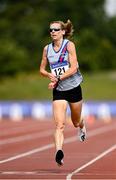 5 September 2021; Maria McCambridge of Dundrum South Dublin AC on her way to winning the F45 3000 metres during the Irish Life Health National Masters Track and Field Championships at Morton Stadium in Santry, Dublin. Photo by Seb Daly/Sportsfile