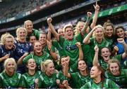 5 September 2021; Westmeath players celebrate following the TG4 All-Ireland Ladies Intermediate Football Championship Final match between Westmeath and Wexford at Croke Park in Dublin. Photo by Stephen McCarthy/Sportsfile