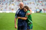 5 September 2021; Vicky Carr of Westmeath celebrates with her father Tommy following the TG4 All-Ireland Ladies Intermediate Football Championship Final match between Westmeath and Wexford at Croke Park in Dublin. Photo by Stephen McCarthy/Sportsfile