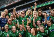 5 September 2021; Westmeath players celebrate following the TG4 All-Ireland Ladies Intermediate Football Championship Final match between Westmeath and Wexford at Croke Park in Dublin. Photo by Stephen McCarthy/Sportsfile