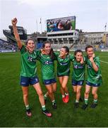 5 September 2021; Westmeath players celebrate following the TG4 All-Ireland Ladies Intermediate Football Championship Final match between Westmeath and Wexford at Croke Park in Dublin. Photo by Stephen McCarthy/Sportsfile