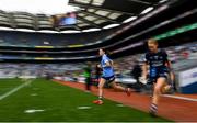 5 September 2021; Sinéad Aherne of Dublin leads her side out to the pitch before the TG4 All-Ireland Ladies Senior Football Championship Final match between Dublin and Meath at Croke Park in Dublin. Photo by Eóin Noonan/Sportsfile