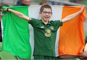 4 September 2021; A Republic of Ireland supporter during the FIFA World Cup 2022 qualifying group A match between Republic of Ireland and Azerbaijan at the Aviva Stadium in Dublin. Photo by Michael P Ryan/Sportsfile