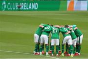 4 September 2021; Republic of Ireland players huddle before the FIFA World Cup 2022 qualifying group A match between Republic of Ireland and Azerbaijan at the Aviva Stadium in Dublin. Photo by Michael P Ryan/Sportsfile