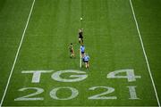 5 September 2021; Referee Brendan Rice throws the ball in to start the TG4 All-Ireland Ladies Senior Football Championship Final match between Dublin and Meath at Croke Park in Dublin. Photo by Stephen McCarthy/Sportsfile