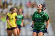 5 September 2021; Lucy Power of Westmeath celebrates at the final whistle of the TG4 All-Ireland Ladies Intermediate Football Championship Final match between Westmeath and Wexford at Croke Park in Dublin. Photo by Brendan Moran/Sportsfile