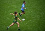 5 September 2021; Emma Duggan of Meath shoots to score her side's first goal during the TG4 All-Ireland Ladies Senior Football Championship Final match between Dublin and Meath at Croke Park in Dublin. Photo by Stephen McCarthy/Sportsfile