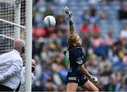 5 September 2021; Dublin goalkeeper Ciara Trant is beaten for Meath's first goal, scored by Emma Duggan, not pictured, during the TG4 All-Ireland Ladies Senior Football Championship Final match between Dublin and Meath at Croke Park in Dublin. Photo by Piaras Ó Mídheach/Sportsfile