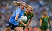 5 September 2021; Siobhán Killeen of Dublin in action against Aoibheann Leahy of Meath during the TG4 All-Ireland Ladies Senior Football Championship Final match between Dublin and Meath at Croke Park in Dublin. Photo by Brendan Moran/Sportsfile