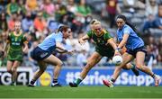 5 September 2021; Vikki Wall of Meath in action against Siobhán McGrath, left, and Sinéad Goldrick of Dublin during the TG4 All-Ireland Ladies Senior Football Championship Final match between Dublin and Meath at Croke Park in Dublin. Photo by Piaras Ó Mídheach/Sportsfile