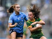 5 September 2021; Emma Duggan of Meath is tackled by Lauren Magee of Dublin during the TG4 All-Ireland Ladies Senior Football Championship Final match between Dublin and Meath at Croke Park in Dublin. Photo by Piaras Ó Mídheach/Sportsfile