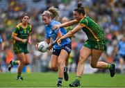 5 September 2021; Siobhán Killeen of Dublin is tackled by Máire O'Shaughnessy of Meath during the TG4 All-Ireland Ladies Senior Football Championship Final match between Dublin and Meath at Croke Park in Dublin. Photo by Brendan Moran/Sportsfile