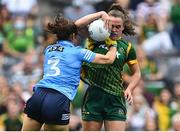 5 September 2021; Emma Duggan of Meath in action against Niamh Collins of Dublin during the TG4 All-Ireland Ladies Senior Football Championship Final match between Dublin and Meath at Croke Park in Dublin. Photo by Piaras Ó Mídheach/Sportsfile