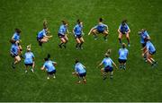 5 September 2021; Dublin players warm up before the TG4 All-Ireland Ladies Senior Football Championship Final match between Dublin and Meath at Croke Park in Dublin. Photo by Stephen McCarthy/Sportsfile