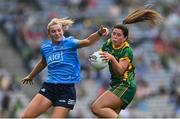 5 September 2021; Shauna Ennis of Meath in action against Jennifer Dunne of Dublin during the TG4 All-Ireland Ladies Senior Football Championship Final match between Dublin and Meath at Croke Park in Dublin. Photo by Brendan Moran/Sportsfile