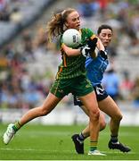 5 September 2021; Aoibhín Cleary of Meath in action against Lyndsey Davey of Dublin during the TG4 All-Ireland Ladies Senior Football Championship Final match between Dublin and Meath at Croke Park in Dublin. Photo by Eóin Noonan/Sportsfile