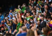 5 September 2021; Meath captain Shauna Ennis lifts the Brendan Martin Cup after the TG4 All-Ireland Ladies Senior Football Championship Final match between Dublin and Meath at Croke Park in Dublin. Photo by Eóin Noonan/Sportsfile