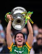 5 September 2021; Meath captain Shauna Ennis lifts the Brendan Martin Cup after the TG4 All-Ireland Ladies Senior Football Championship Final match between Dublin and Meath at Croke Park in Dublin. Photo by Piaras Ó Mídheach/Sportsfile