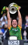5 September 2021; Meath captain Shauna Ennis lifts the Brendan Martin Cup after the TG4 All-Ireland Ladies Senior Football Championship Final match between Dublin and Meath at Croke Park in Dublin. Photo by Piaras Ó Mídheach/Sportsfile
