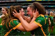 5 September 2021; Emma Duggan, right, and Shauna Ennis of Meath celebrate after the TG4 All-Ireland Ladies Senior Football Championship Final match between Dublin and Meath at Croke Park in Dublin. Photo by Eóin Noonan/Sportsfile