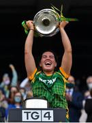 5 September 2021; Meath captain Shauna Ennis lifts the Brendan Martin Cup after after the TG4 All-Ireland Ladies Senior Football Championship Final match between Dublin and Meath at Croke Park in Dublin. Photo by Brendan Moran/Sportsfile