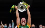 5 September 2021; Meath captain Shauna Ennis lifts the Brendan Martin Cup after after the TG4 All-Ireland Ladies Senior Football Championship Final match between Dublin and Meath at Croke Park in Dublin. Photo by Brendan Moran/Sportsfile