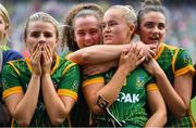 5 September 2021; Meath players, from left, Katie Newe, Emma Duggan, Vikki Wall and Máire O'Shaughnessy celebrate after the TG4 All-Ireland Ladies Senior Football Championship Final match between Dublin and Meath at Croke Park in Dublin. Photo by Brendan Moran/Sportsfile