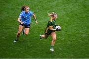 5 September 2021; Katie Newe of Meath in action against Lauren Magee of Dublin during the TG4 All-Ireland Ladies Senior Football Championship Final match between Dublin and Meath at Croke Park in Dublin. Photo by Stephen McCarthy/Sportsfile