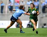 5 September 2021; Orla Byrne of Meath is tackled by Leah Caffrey of Dublin during the TG4 All-Ireland Ladies Senior Football Championship Final match between Dublin and Meath at Croke Park in Dublin. Photo by Piaras Ó Mídheach/Sportsfile