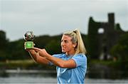 6 September 2021; Savannah McCarthy of Galway pictured with her SSE Airtricity Women’s National League Player of the Month award for August at Dangan Sportsground in Galway. Photo by Eóin Noonan/Sportsfile