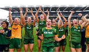5 September 2021; Meath players, including Niamh Gallogly, centre, celebrate after their side's victory in the TG4 All-Ireland Ladies Senior Football Championship Final match between Dublin and Meath at Croke Park in Dublin. Photo by Piaras Ó Mídheach/Sportsfile