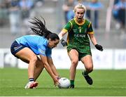 5 September 2021; Sinéad Goldrick of Dublin in action against Stacey Grimes of Meath during the TG4 All-Ireland Ladies Senior Football Championship Final match between Dublin and Meath at Croke Park in Dublin. Photo by Piaras Ó Mídheach/Sportsfile