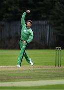 6 September 2021; Matt Ford of Ireland Wolves bowls during the one day match between Ireland Wolves and Zimbabwe XI at Belmont Park in Belfast. Photo by Piaras Ó Mídheach/Sportsfile