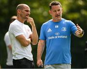 6 September 2021; Ireland strength and conditioning coach Jason Cowman speaks with Head of athletic performance Charlie Higgins during the Leinster Rugby training session at UCD in Dublin. Photo by Harry Murphy/Sportsfile