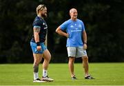 6 September 2021; Senior coach Stuart Lancaster and Andrew Porter during the Leinster Rugby training session at UCD in Dublin. Photo by Harry Murphy/Sportsfile
