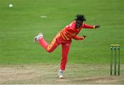 6 September 2021; Wesley Madhevere of Zimbabwe XI bowls during the one day match between Ireland Wolves and Zimbabwe XI at Belmont Park in Belfast. Photo by Piaras Ó Mídheach/Sportsfile