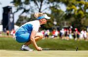 6 September 2021; Nanna Koertz Madsen of Team Europe lines up a putt on the first green during her individual match against Austin Ernst of Team USA on day three of the Solheim Cup at the Inverness Club in Toledo, Ohio, USA. Photo by Brian Spurlock/Sportsfile