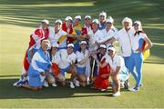 6 September 2021; Team Europe celebrate winning the Solheim Cup on day three of the Solheim Cup at the Inverness Club in Toledo, Ohio, USA. Photo by Brian Spurlock/Sportsfile