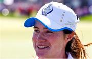 6 September 2021; Leona Maguire of Team Europe during an interview after winning her individual match on day three of the Solheim Cup at the Inverness Club in Toledo, Ohio, USA. Photo by Brian Spurlock/Sportsfile