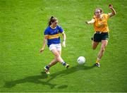 5 September 2021; Catherine Dempsey of Wicklow in action against Niamh Enright of Antrim during the TG4 All-Ireland Ladies Junior Football Championship Final match between Antrim and Wicklow at Croke Park in Dublin. Photo by Stephen McCarthy/Sportsfile
