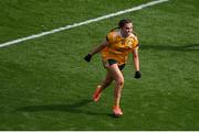 5 September 2021; Gráinne McLaughlin of Antrim celebrates after scoring her side's goal during the TG4 All-Ireland Ladies Junior Football Championship Final match between Antrim and Wicklow at Croke Park in Dublin. Photo by Stephen McCarthy/Sportsfile