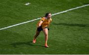 5 September 2021; Gráinne McLaughlin of Antrim celebrates after scoring her side's goal during the TG4 All-Ireland Ladies Junior Football Championship Final match between Antrim and Wicklow at Croke Park in Dublin. Photo by Stephen McCarthy/Sportsfile