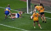 5 September 2021; Meadhbh Deeney of Wicklow scores her side's second goal during the TG4 All-Ireland Ladies Junior Football Championship Final match between Antrim and Wicklow at Croke Park in Dublin. Photo by Stephen McCarthy/Sportsfile