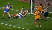 5 September 2021; Meadhbh Deeney of Wicklow celebrates after scoring her side's second goal during the TG4 All-Ireland Ladies Junior Football Championship Final match between Antrim and Wicklow at Croke Park in Dublin. Photo by Stephen McCarthy/Sportsfile